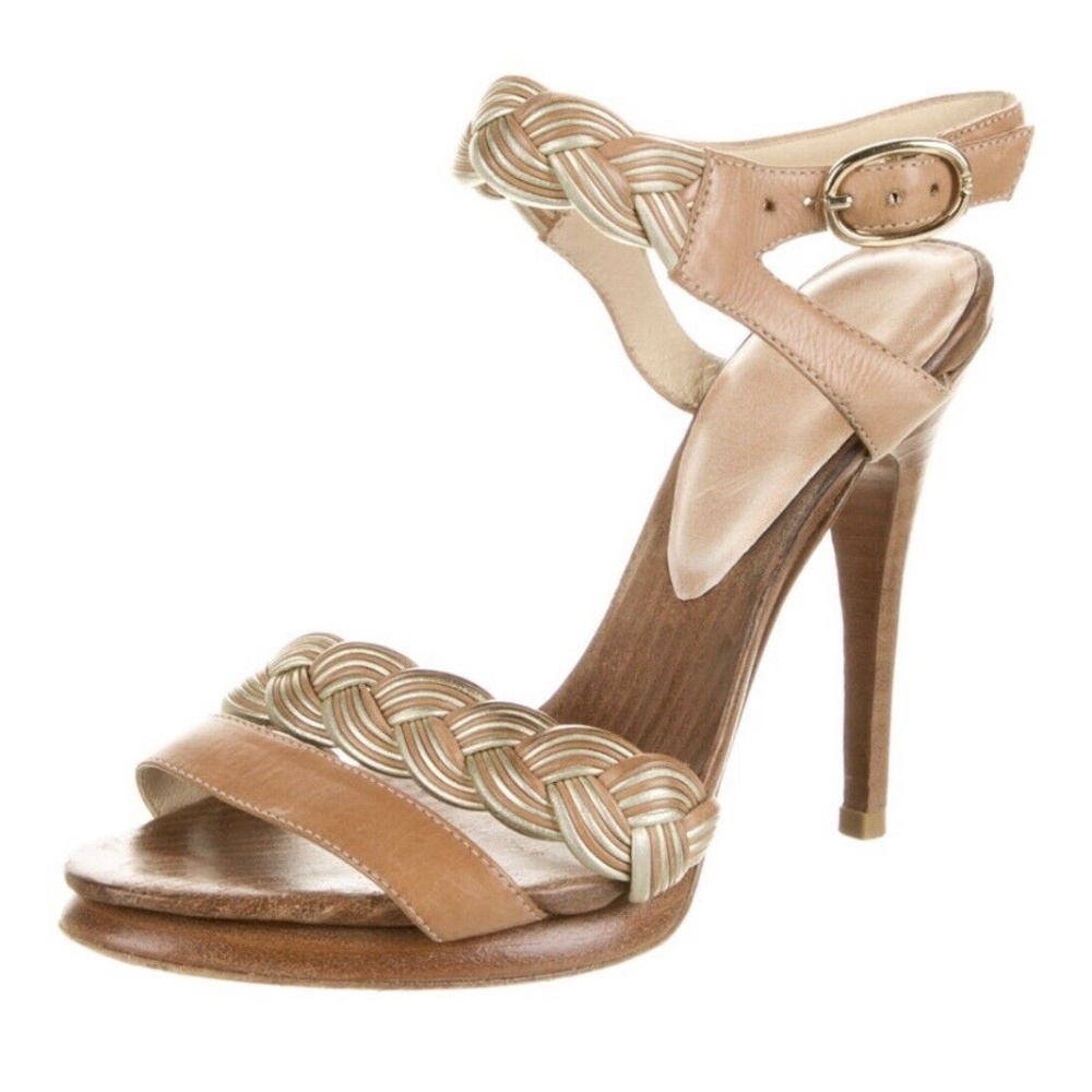 Alexandre Birman Tan Leather Braided Sandals